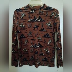 Rowdy Crowd Women's Western‎ Velour Long Sleeve Shirt Sz M